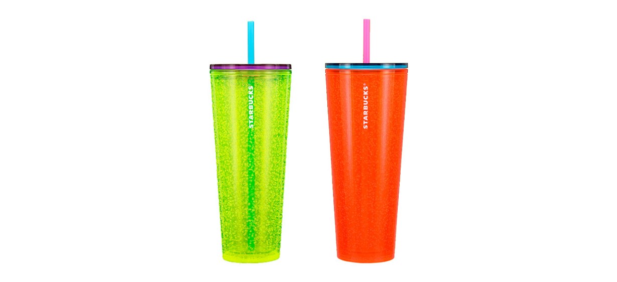 Tri-Colored Fluorescent Yellow and Tangerine Cold Cups Tri-Colored Fluorescent Yellow and Tangerine Cold Cups