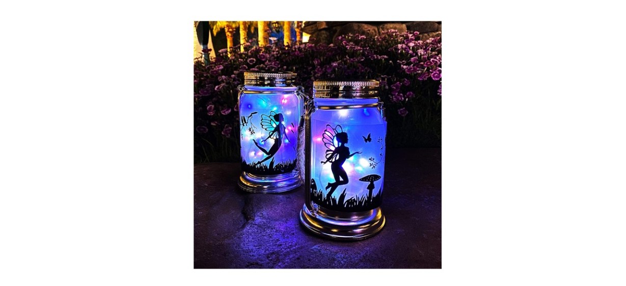 Vcdsoy Solar Fairy Lantern Mason Jar Colorful Light - 2 Pack