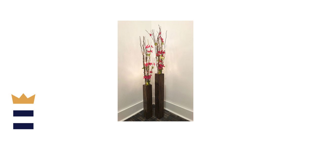 Wood Floor Vases, Set of Two, 24&quot; Tall and 18&quot; Tall