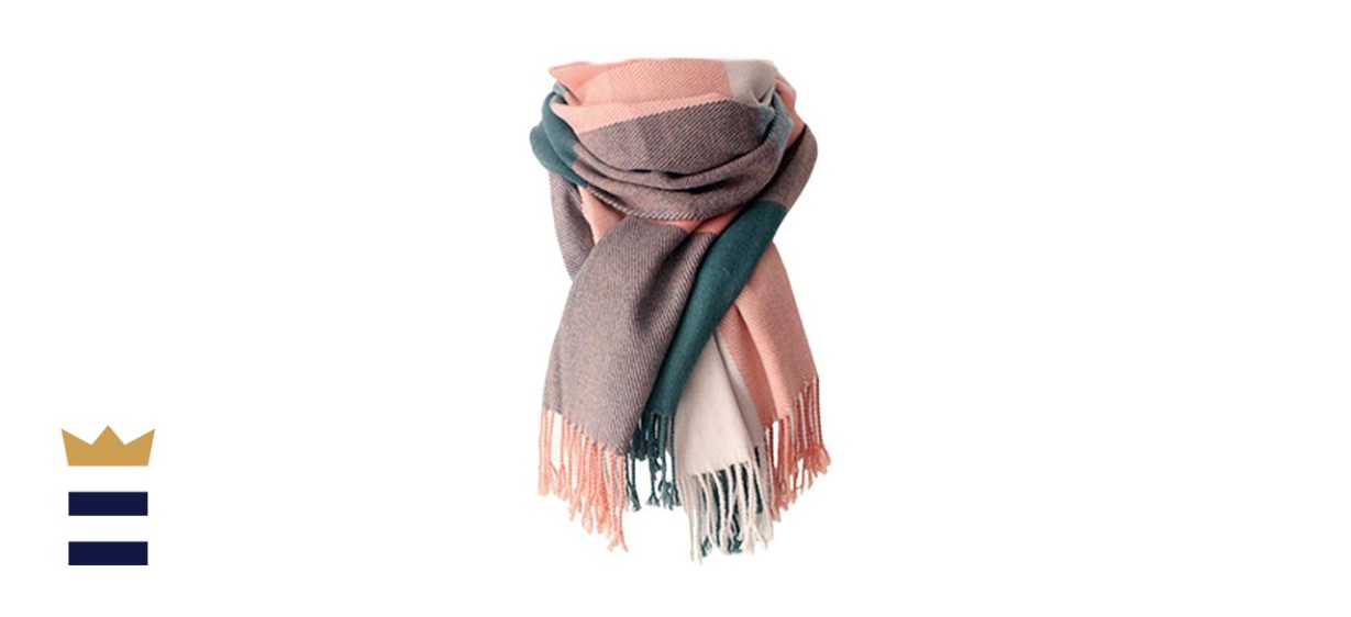 YSense Women's Long Plaid Blanket Chunky Oversized Winter-Fall Scarf