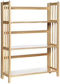 Casual Home 3-Shelf Folding Stackable Bookcase in Natural
