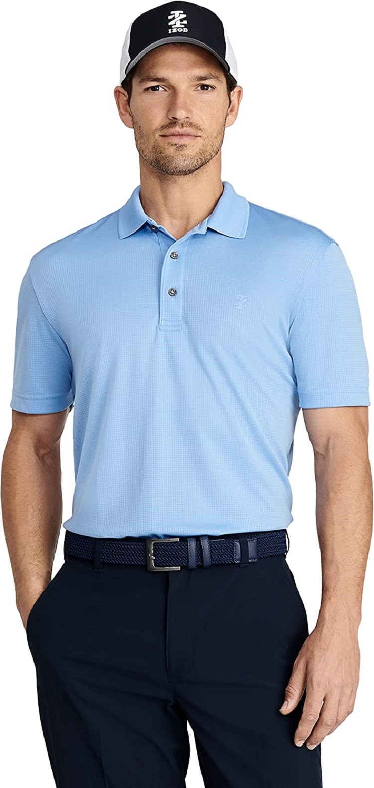 IZOD Men&#039;s Performance Golf Grid Short Sleeve Stretch Polo Shirt