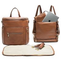 Miss Fong Large Leather Diaper Bag Backpack