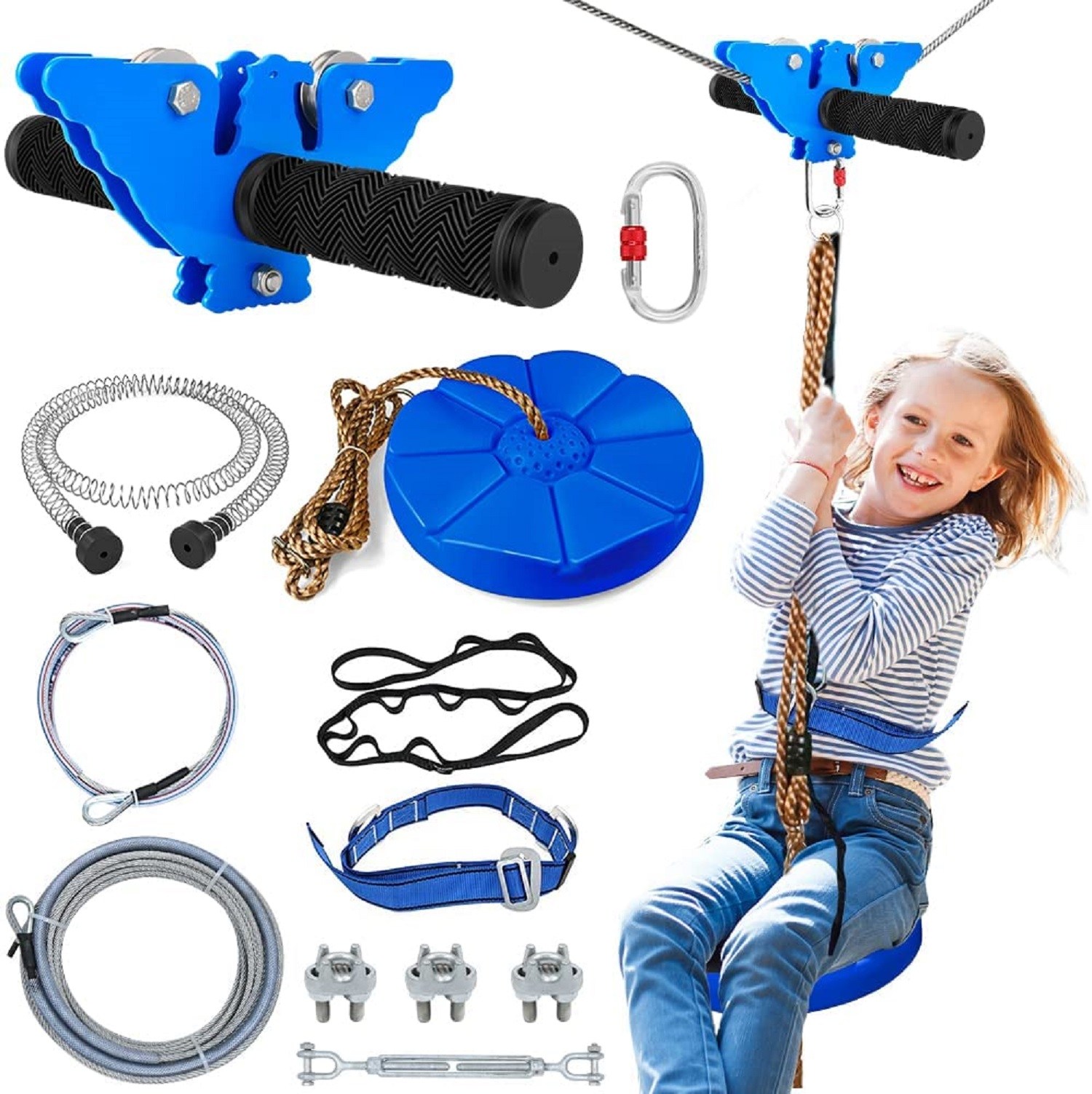 X XBEN 120FT Zip Line Kit for Kids and Adults