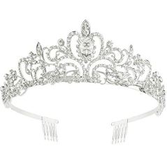 Makone Crystal Crown With Comb Headband