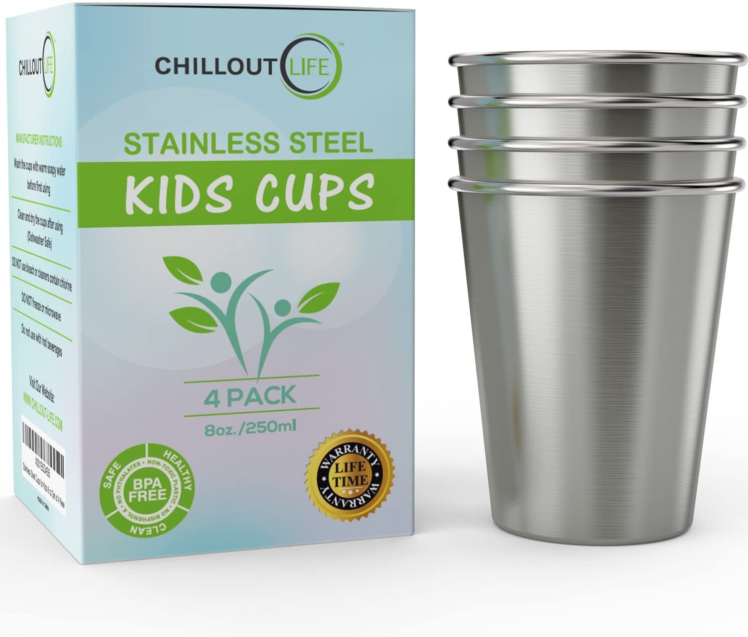 CHILLOUT LIFE Stainless Steel Cups for Kids and Toddlers