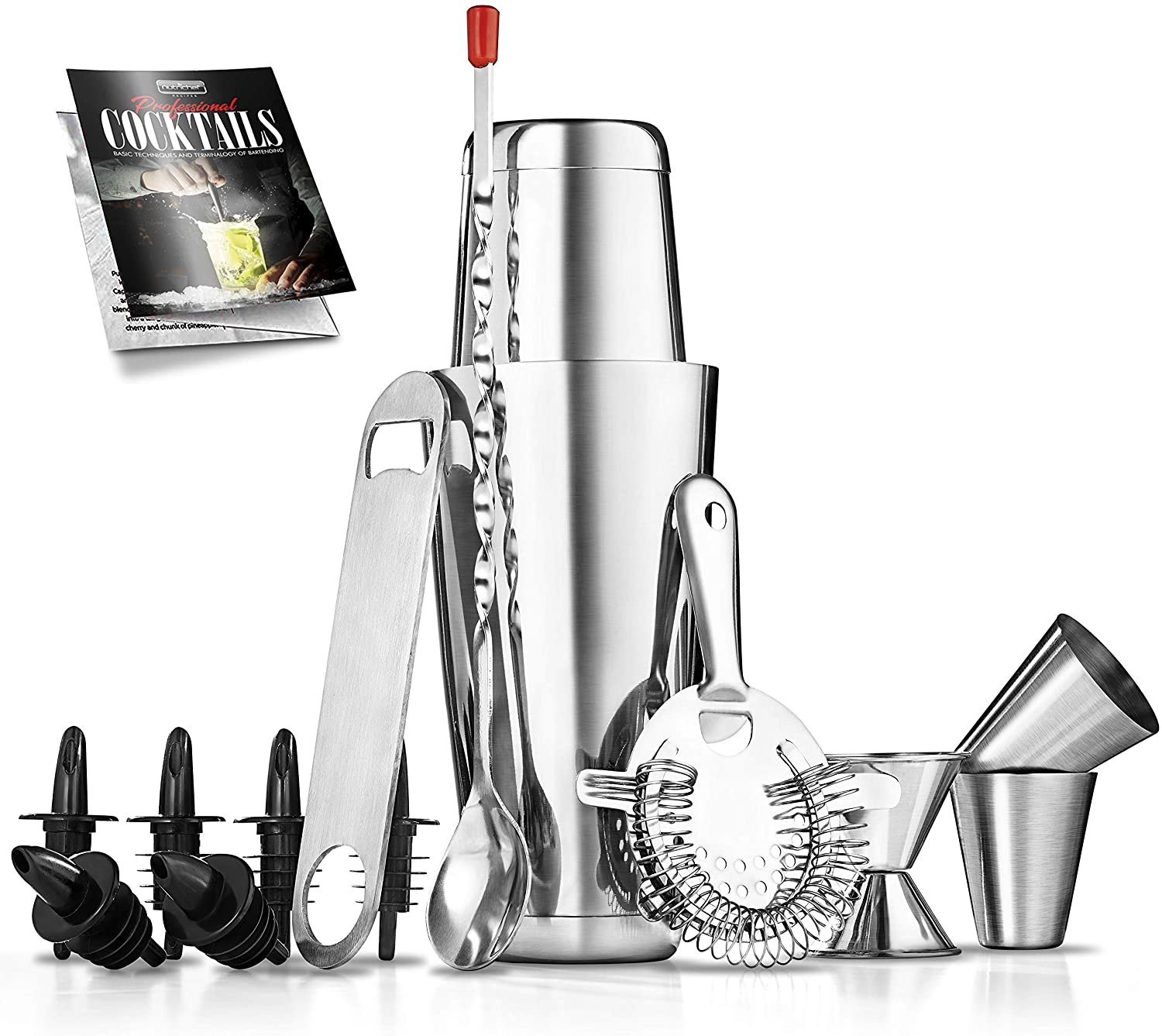 NutriChef Mixology Bartender 15-Piece Cocktail Shaker Set