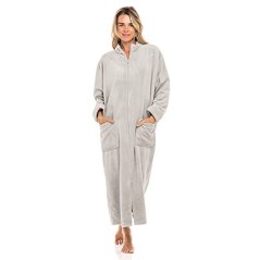 Alexander Del Rossa Women's Relaxed Fit Zip-Front Fleece Robe