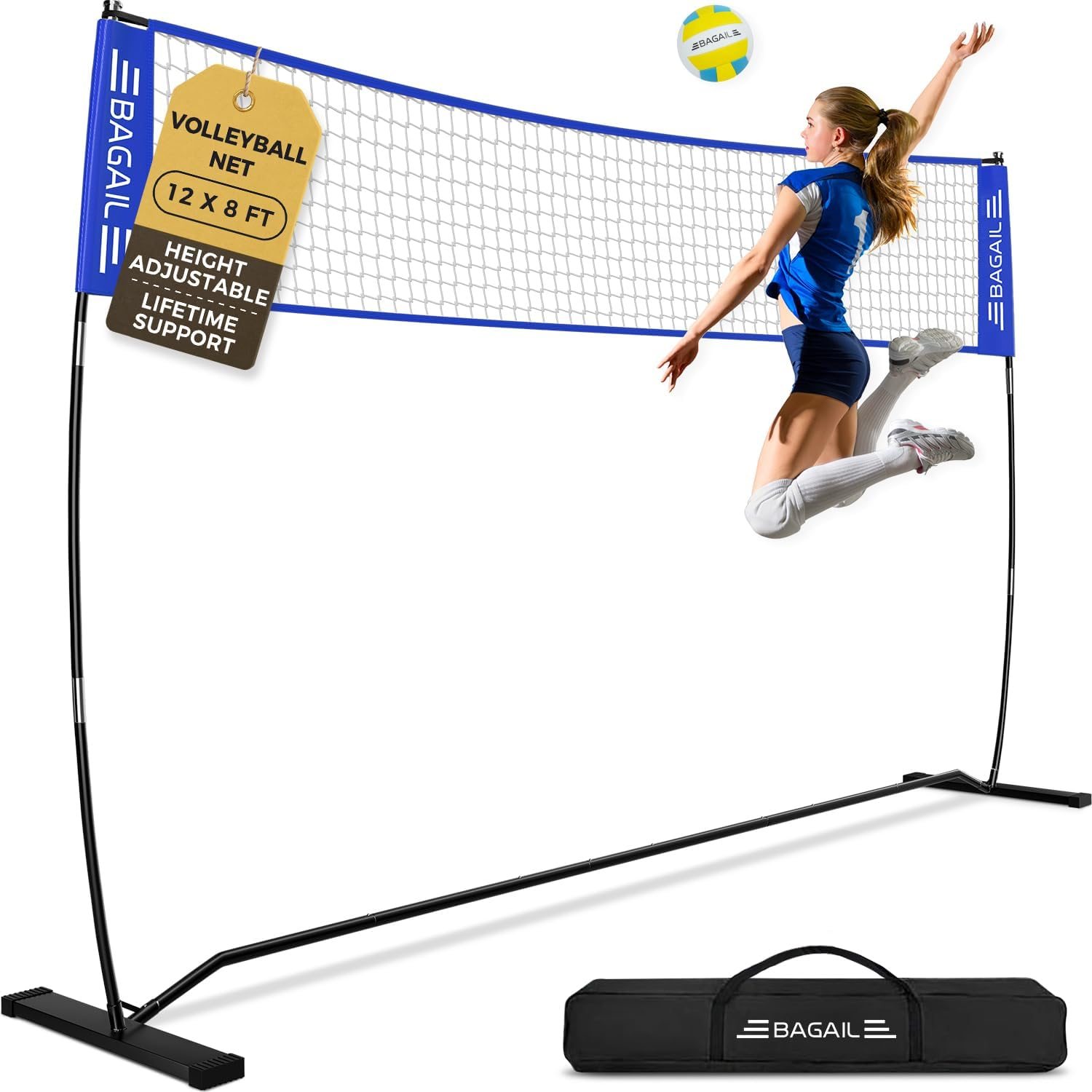 BAGAIL 12-/20-Foot Freestanding Volleyball Net