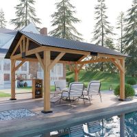 AMERLIFE 13x15 ft Spruce Wood Gazebo