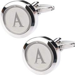 Dannyshi Men’s Classic Stainless Steel Initial Cufflinks