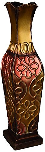 Elements 17" Embossed Metal Floral Decorative Vase