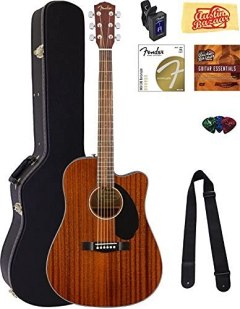 Fender Dreadnought Acoustic Electric Guitar - Mahogany Bundle