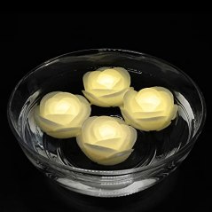 Acmee Flameless Wax LED Floating Rose Candles, Pack of 4