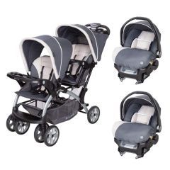 Baby Trend Harness Double Stroller with Infant Car Seats