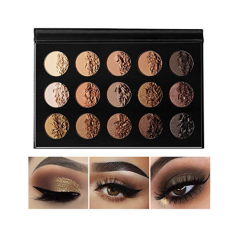 Ecofavor Nude Gold Eyeshadow Palette Natural Smoky Warm, 15 Shades